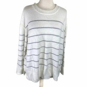 isela XL off white/silver metallic stripe sweater‎